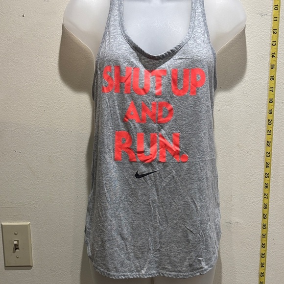 Nike Heather Gray Tank Top with Vibrant Pink Text - Picture 1 of 3